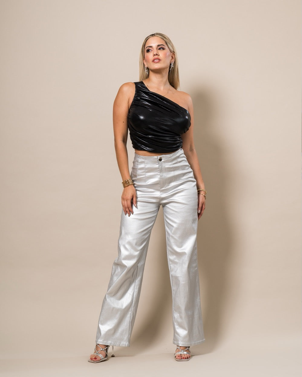 PANTALONES PLATA METALIZADOS