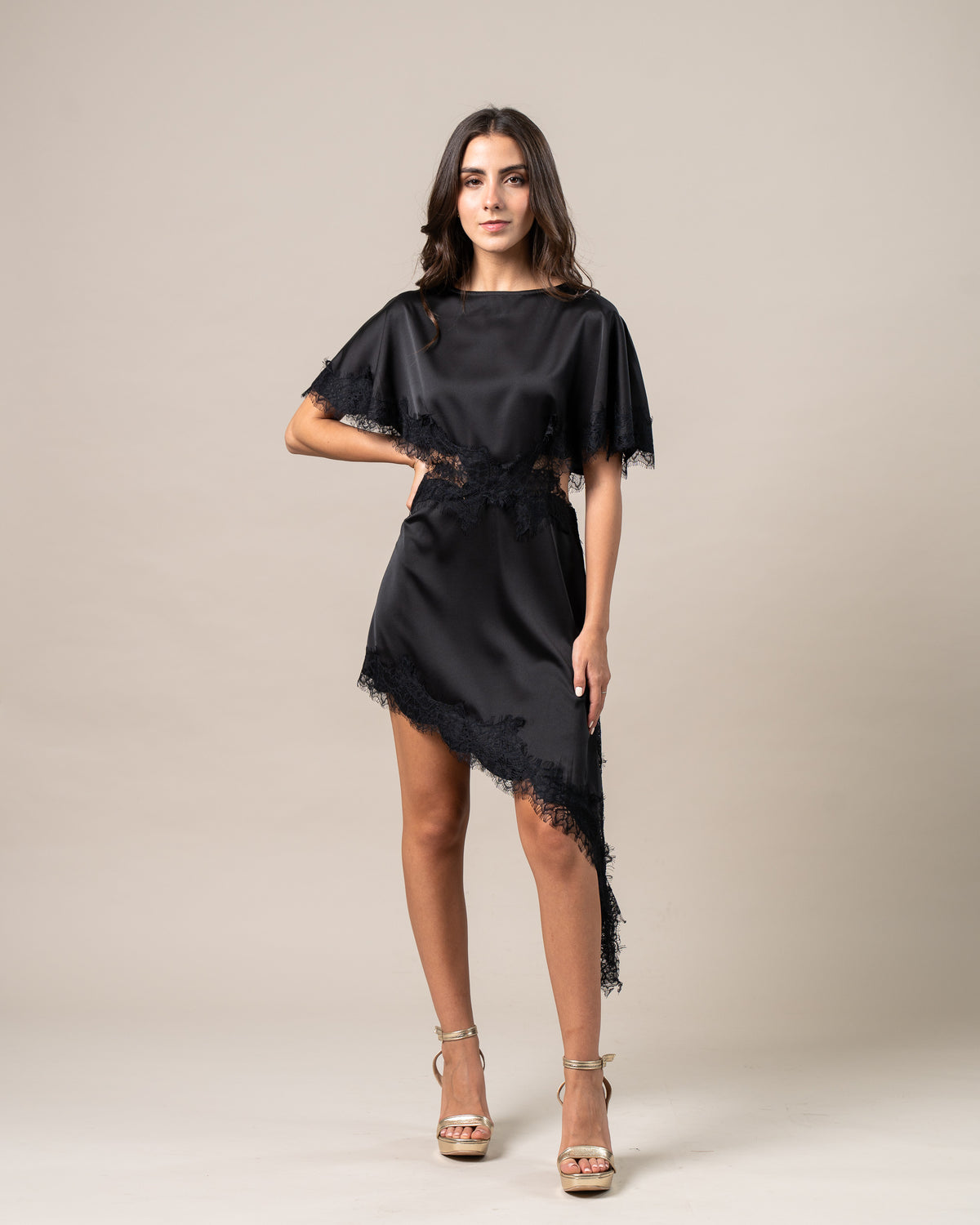 ASYMMETRIC LACE DRESS