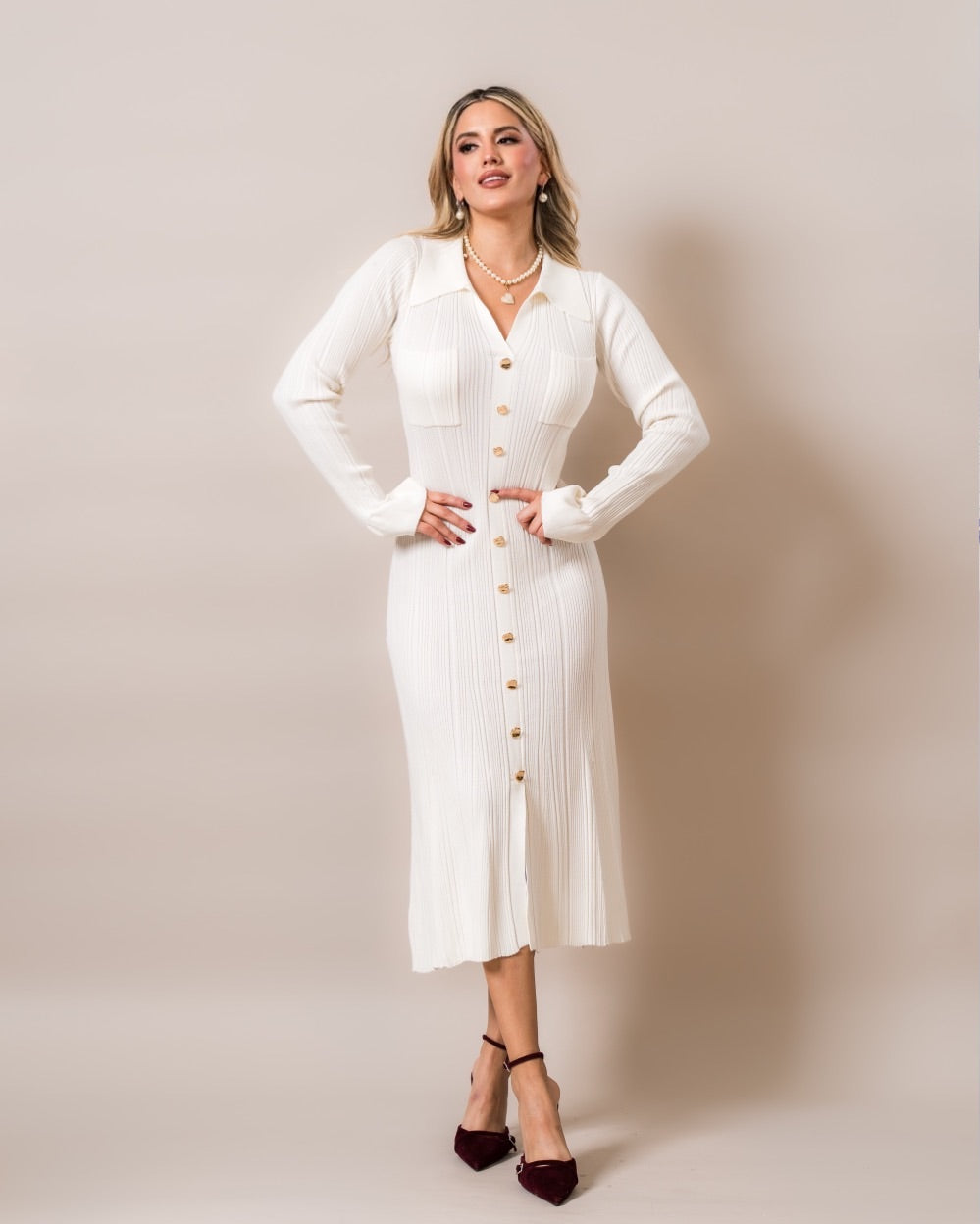 VESTIDO IVORY MIDI CANALÉ
