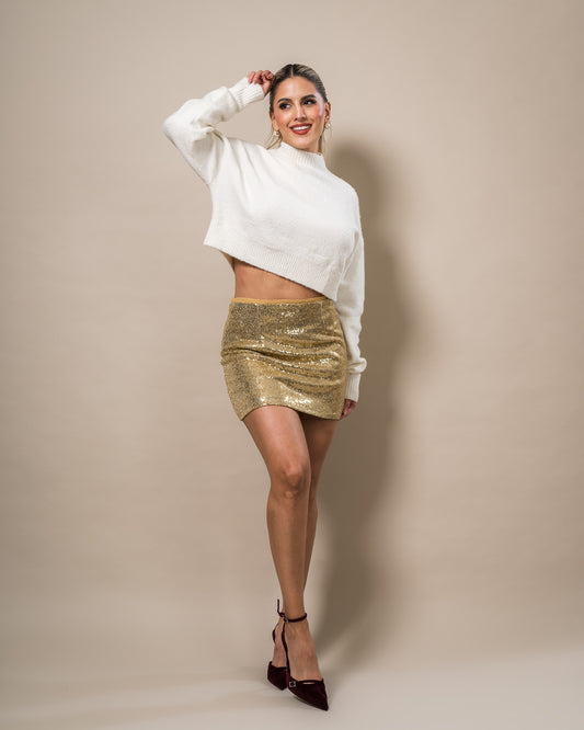 FALDA LENTEJUELAS DORADA