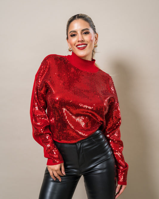 SUÉTER DE PUNTO CON APLICACIONES DE LENTEJUELA