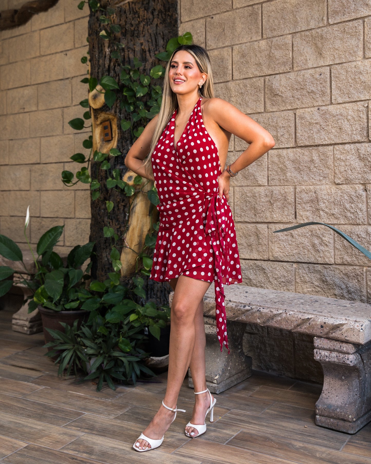VESTIDO POLKA DOT RED WHITE