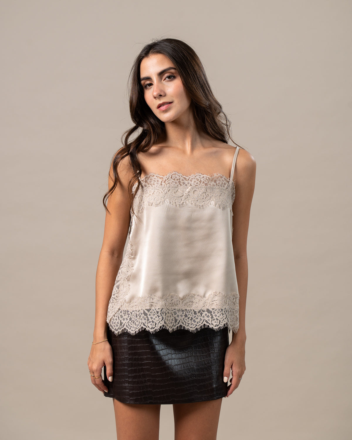SATIN LACE CAMI