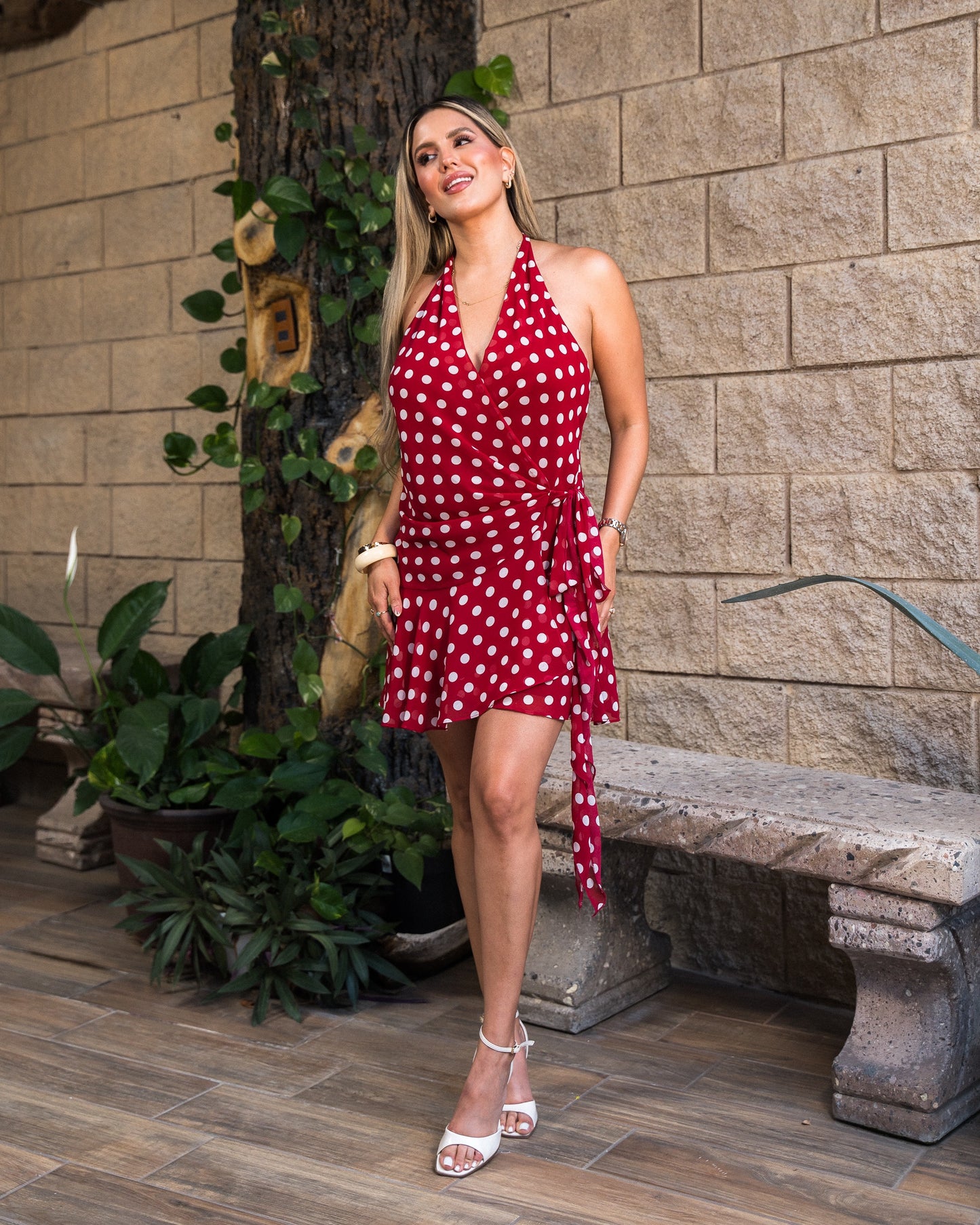 VESTIDO POLKA DOT RED WHITE