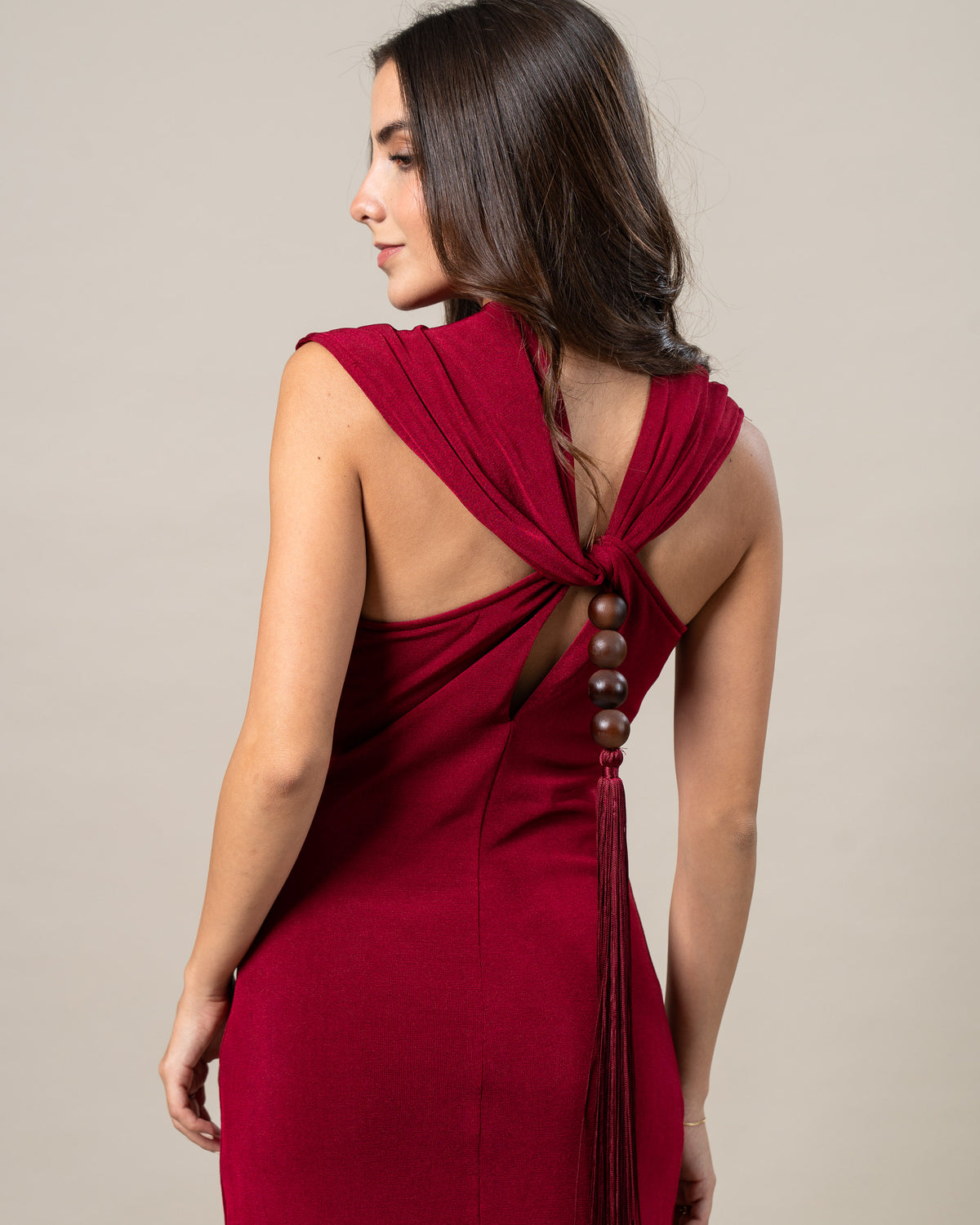 BEADED FRINGE MAXI DRESS