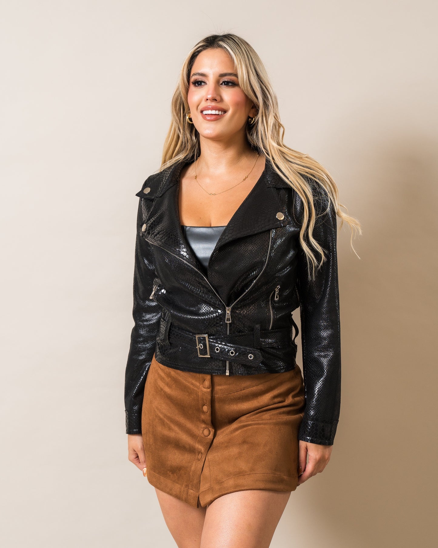 CHAQUETA SNAKE CON CINTURÓN