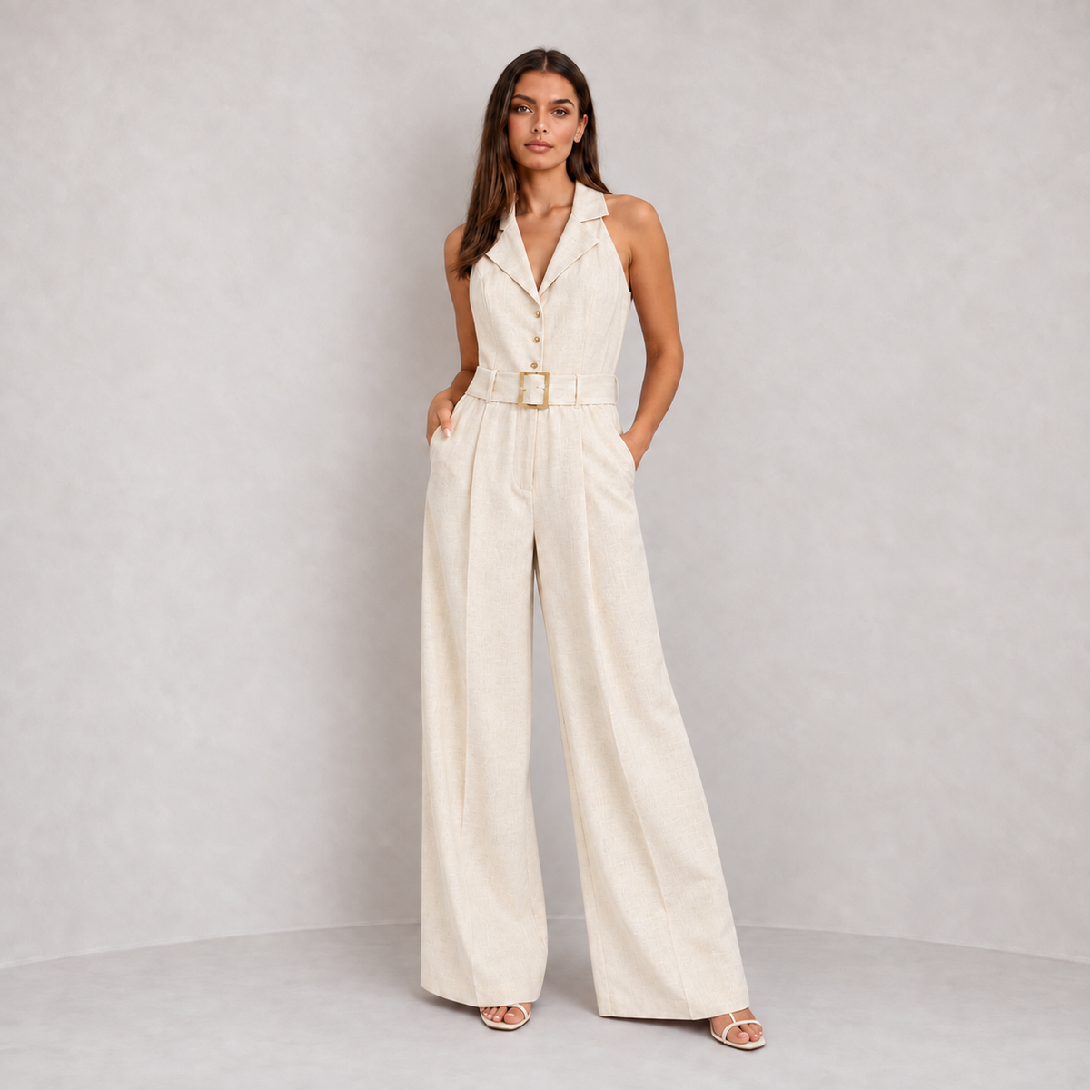 HALTER LINEN JUMPSUIT