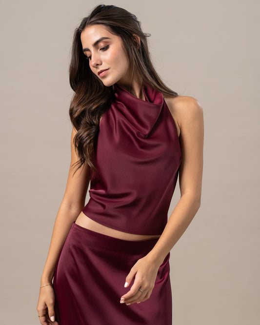 SATIN HALTER TOP