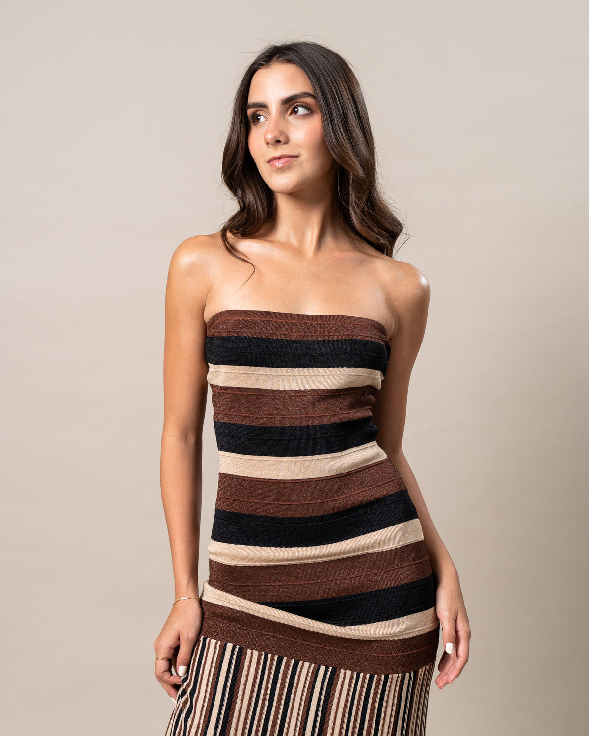 MOCHA STRIPE MAXI DRESS