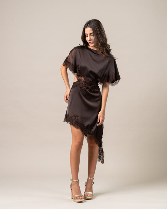 ASYMMETRIC LACE DRESS