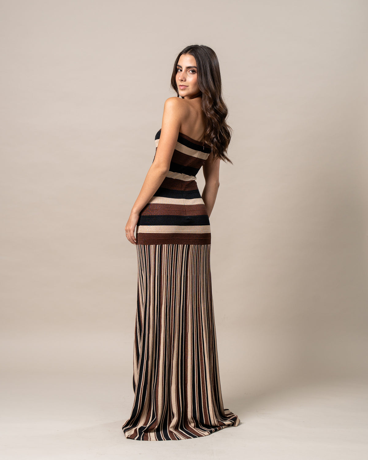 MOCHA STRIPE MAXI DRESS