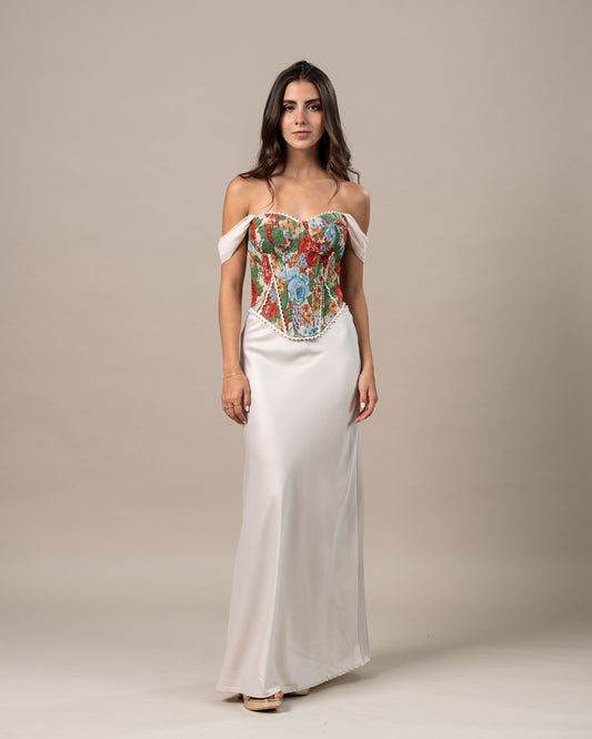 SATIN MIDI SKIRT