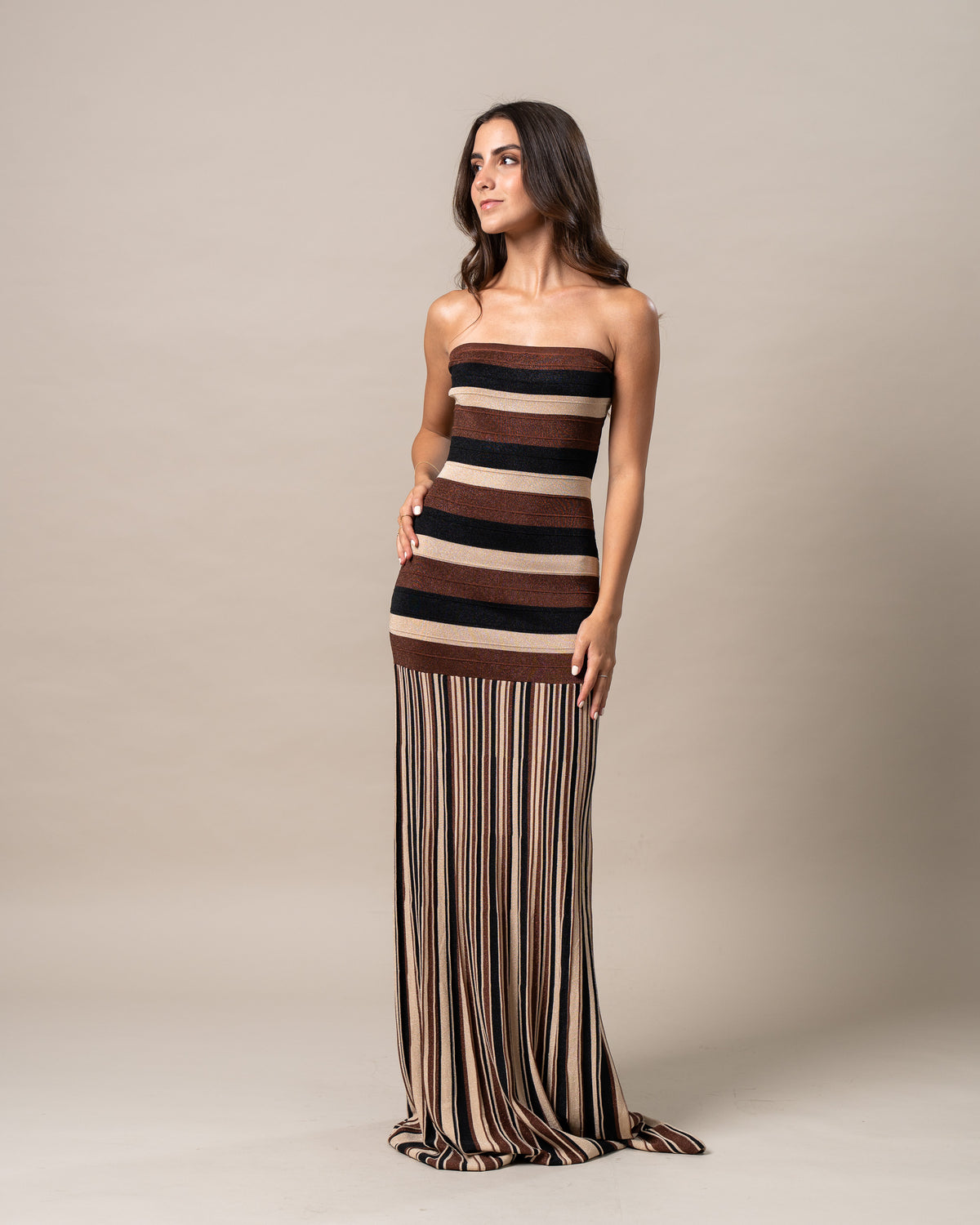 MOCHA STRIPE MAXI DRESS