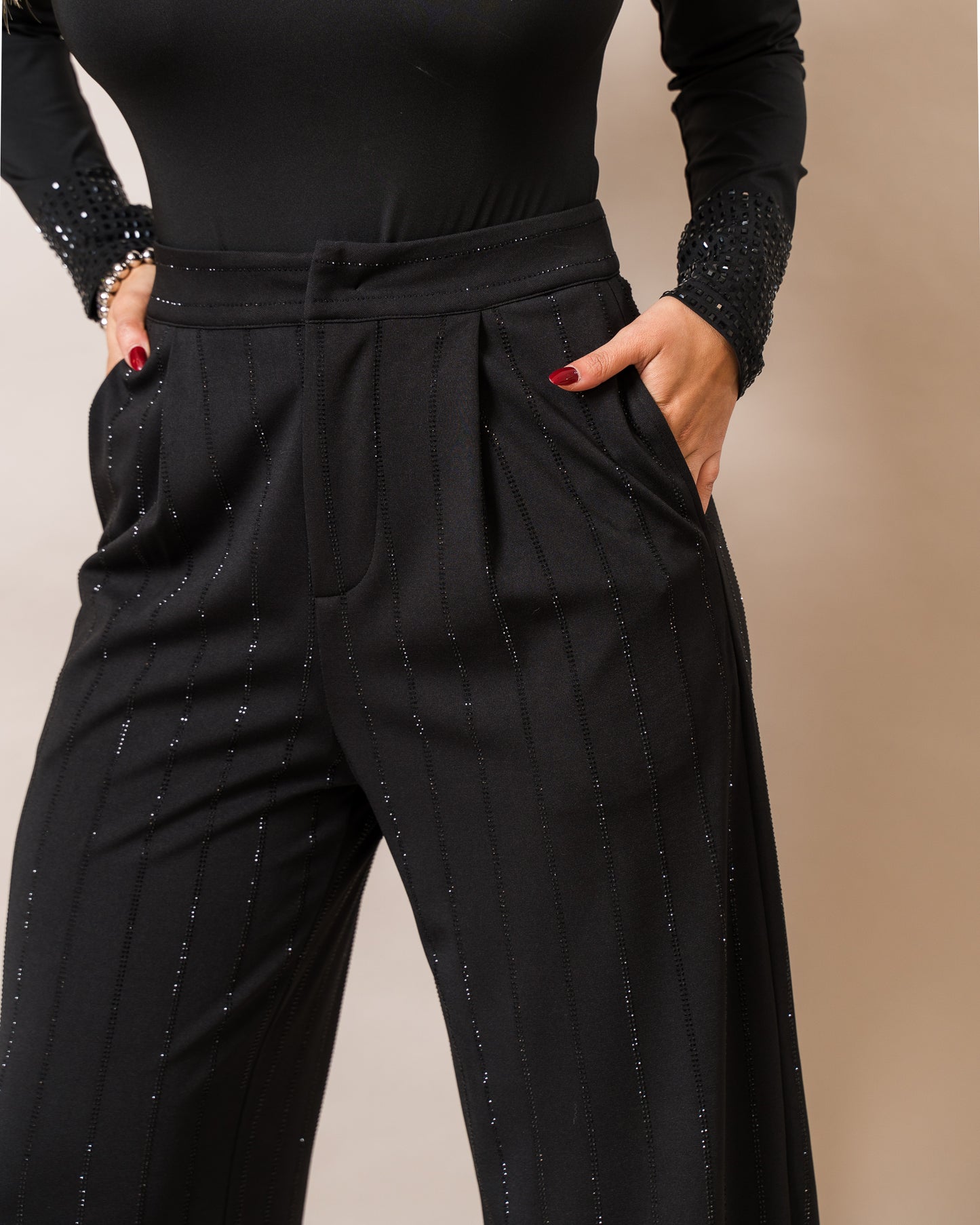 PANTALON RHINESTONE NEGRO