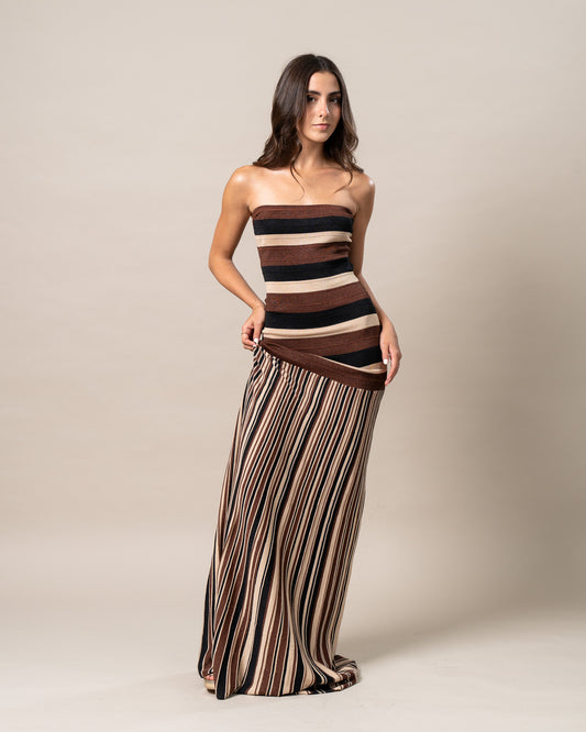 MOCHA STRIPE MAXI DRESS