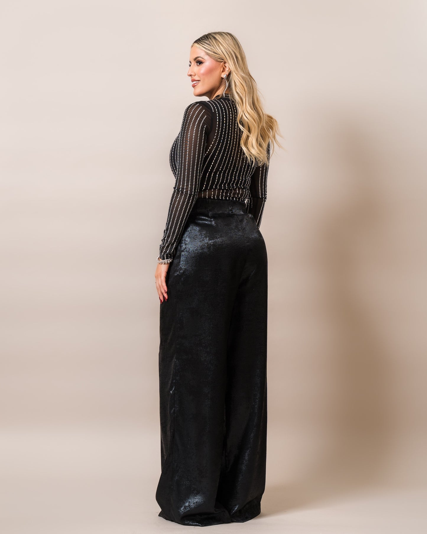 BODYSUIT RHINESTONE MESH