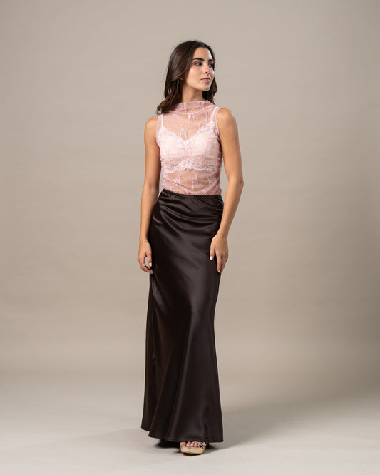 SATIN MIDI SKIRT