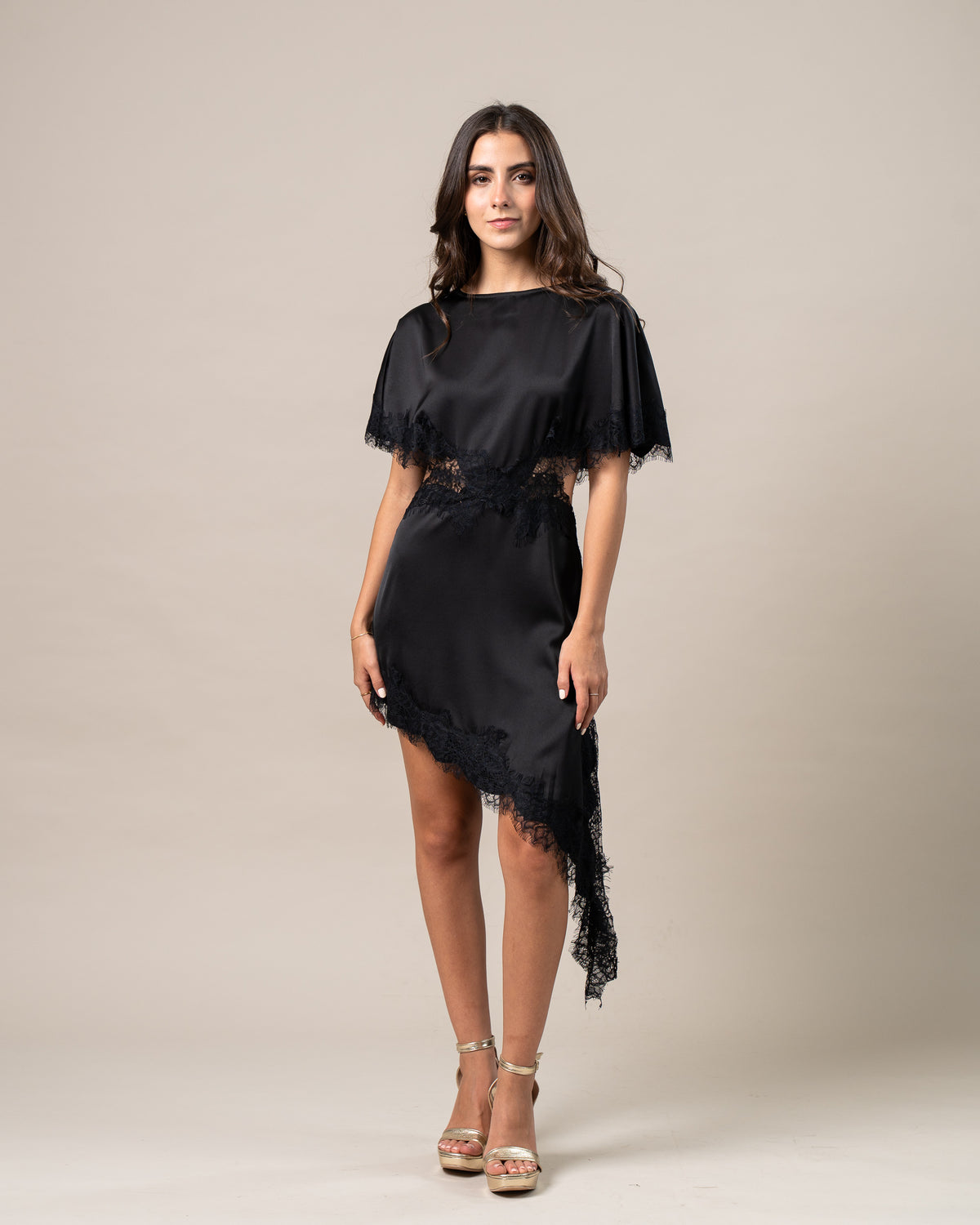 ASYMMETRIC LACE DRESS
