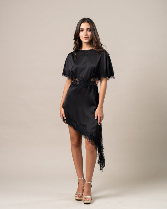 ASYMMETRIC LACE DRESS