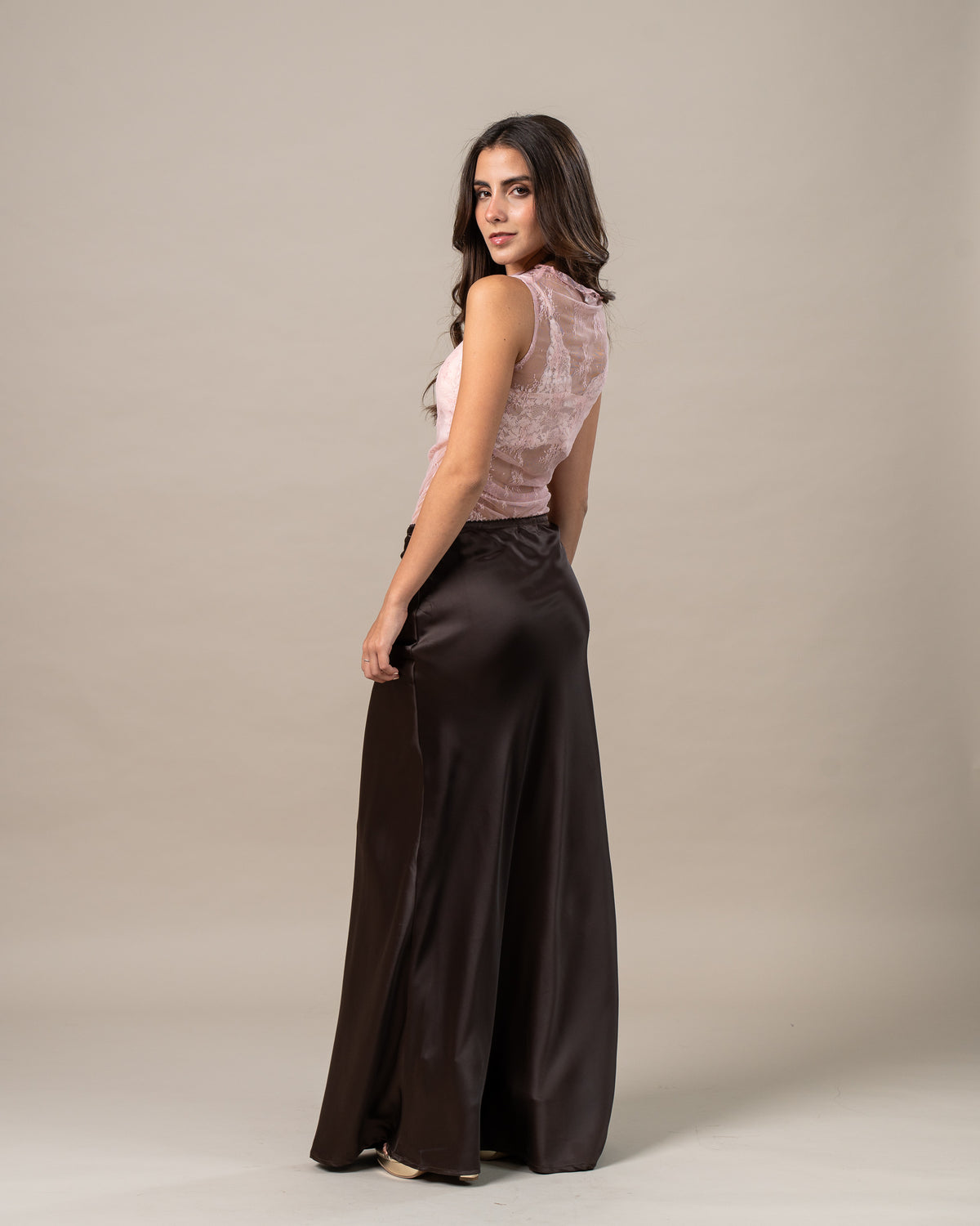 SATIN MIDI SKIRT