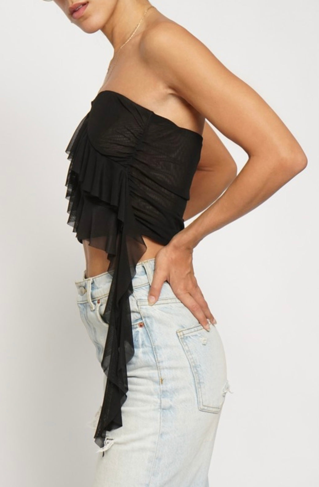 TOP RUFFLE MESH