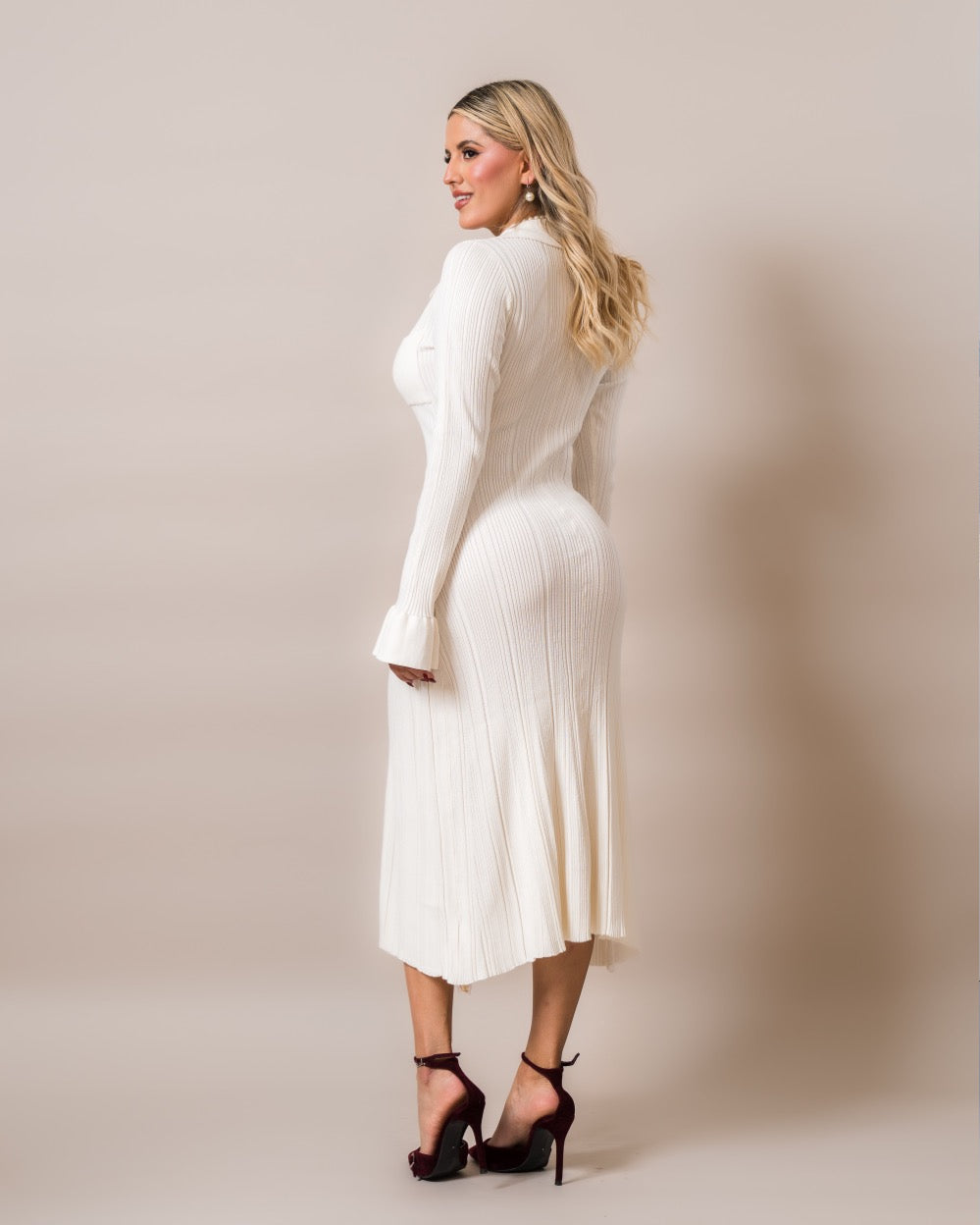 VESTIDO IVORY MIDI CANALÉ